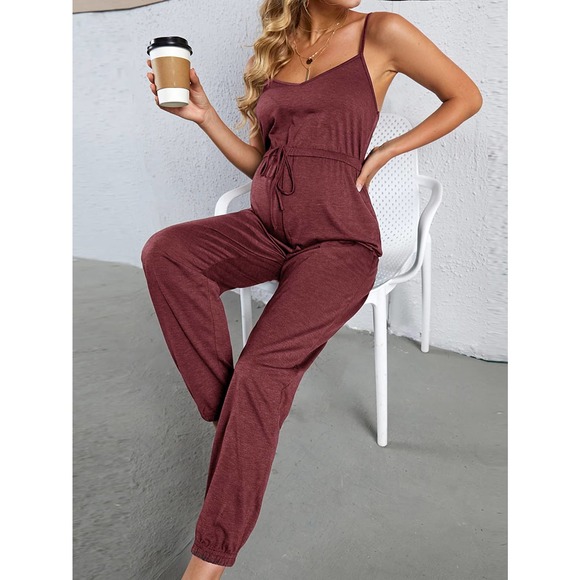 Maternity Knot Waist Cami Jumpsuit black - Picture 9 of 11